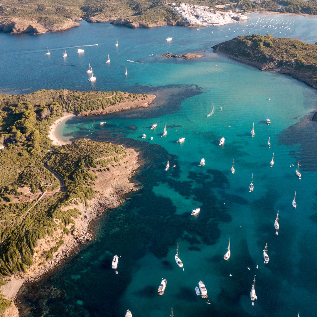 Es Grau Isla Colom Drone Menorca Boat Rental