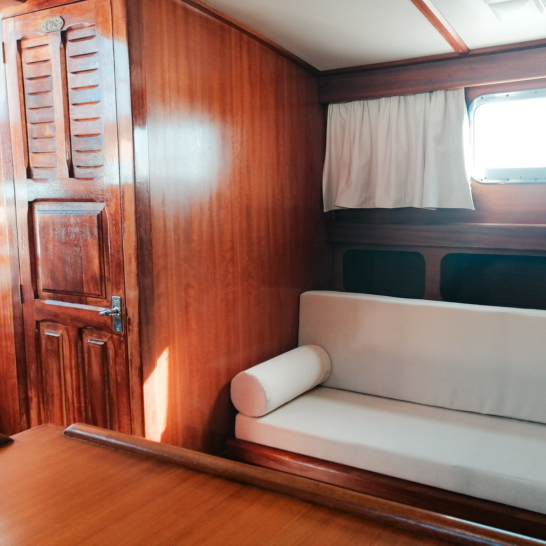 main cabin sofa bed boat rental